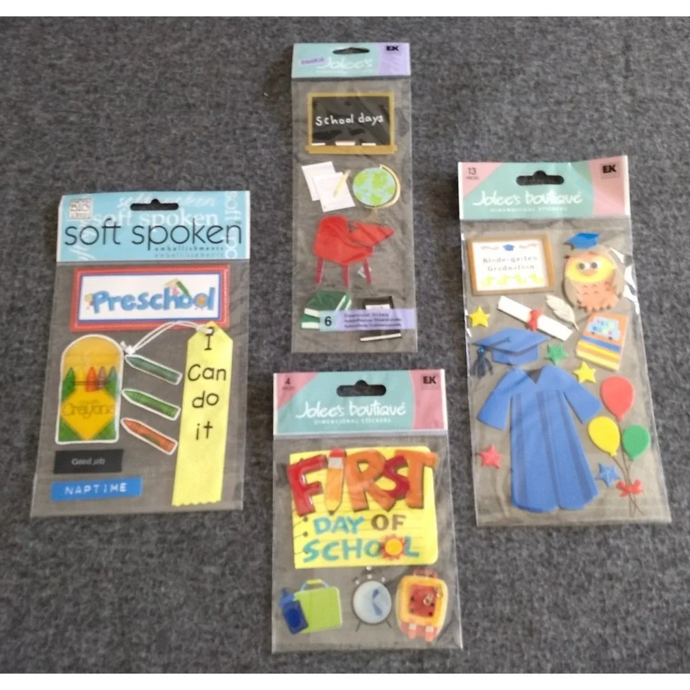 Jolee's Boutique Scrapbooking Dimensional Stickers Lot of 4 School 1st Day NEW
